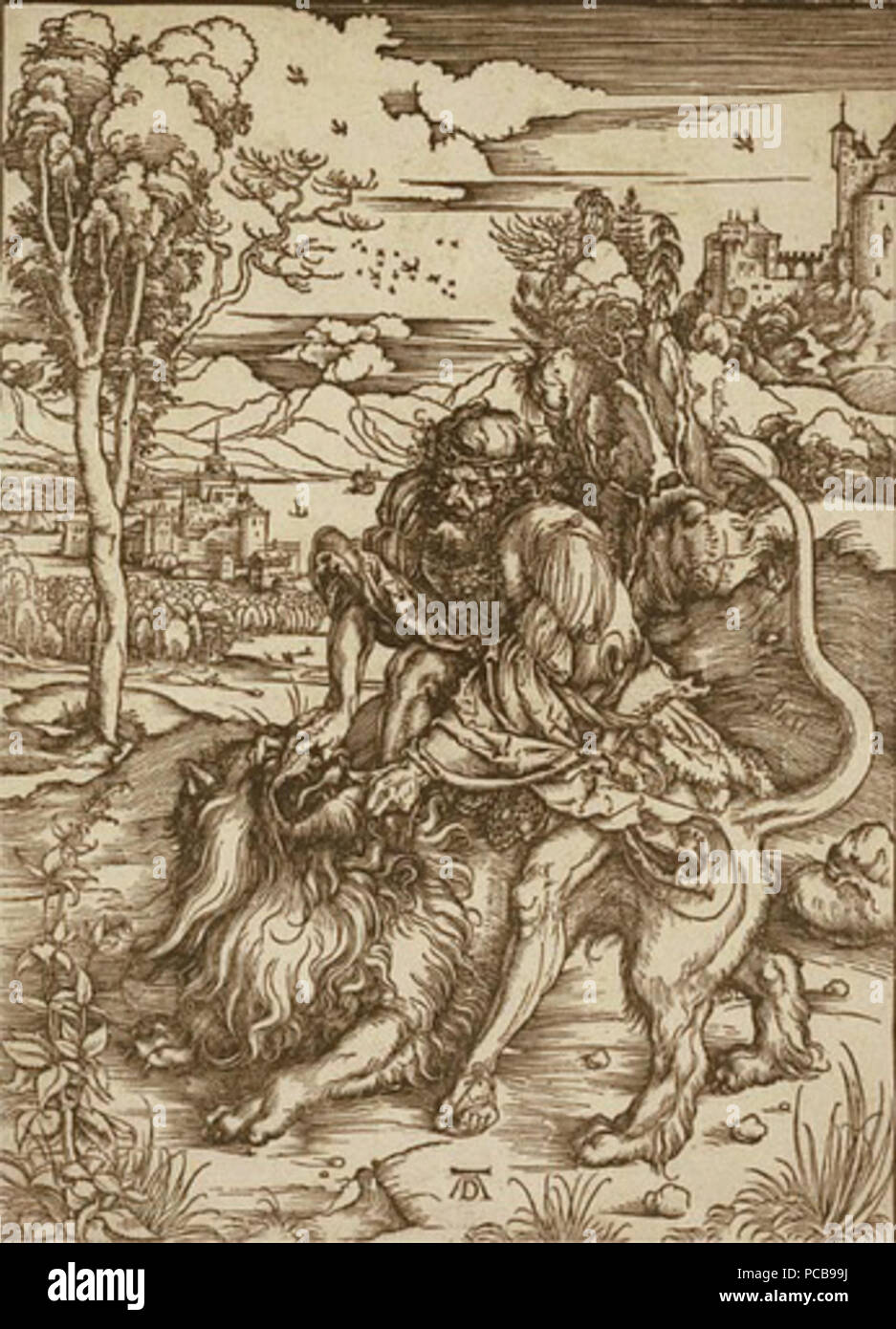 5 Albrecht Dürer - Sansão matando o leão Banque D'Images