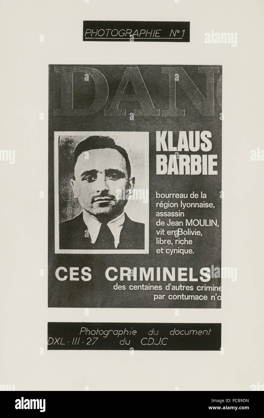 3 - châssis principal 169 Dossier de photographies soumises aux témoins du procès Barbie, portrait de Klaus Barbie Banque D'Images
