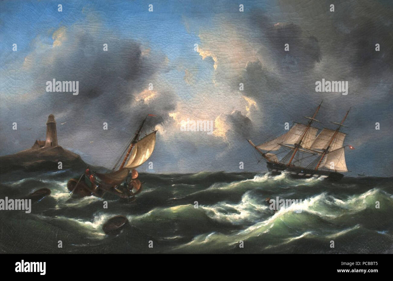 23 Govert van Emmerik Zweimaster vor einem Leuchtturm Hamburger Banque D'Images