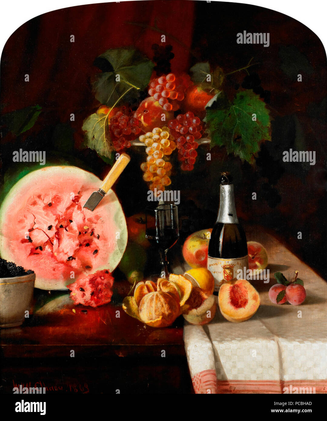 William Merritt Chase 19 Still Life with Watermelon 1869 Banque D'Images