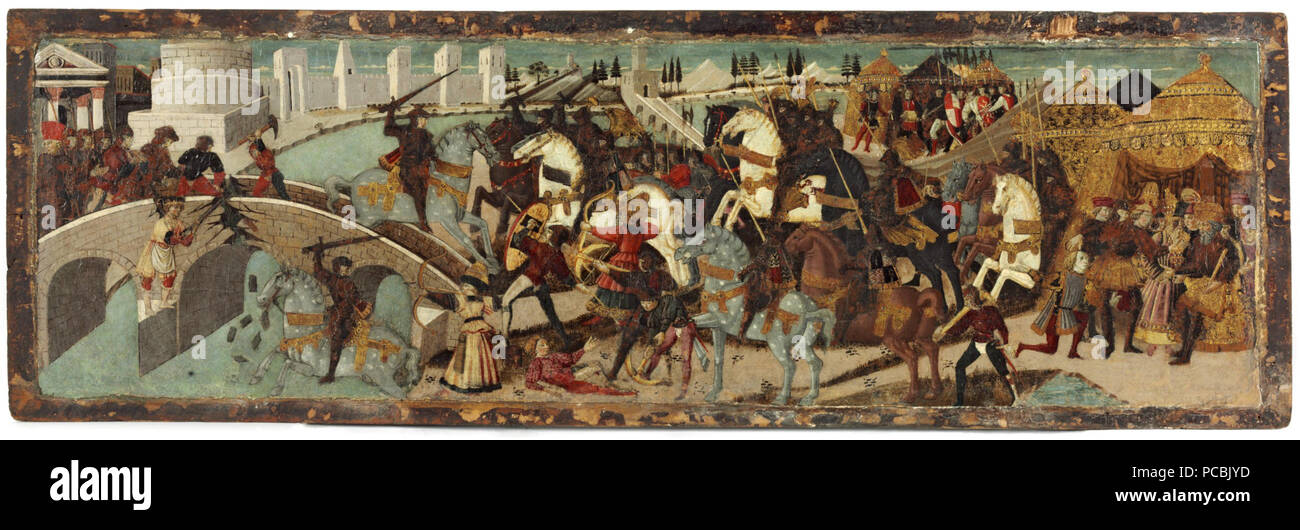 Ec:7897-1863 477 Pesellino. Horatius Cocles défendant le Sublician cassone (pont de bord) ca 1450 Victoria &amp;Albert Banque D'Images