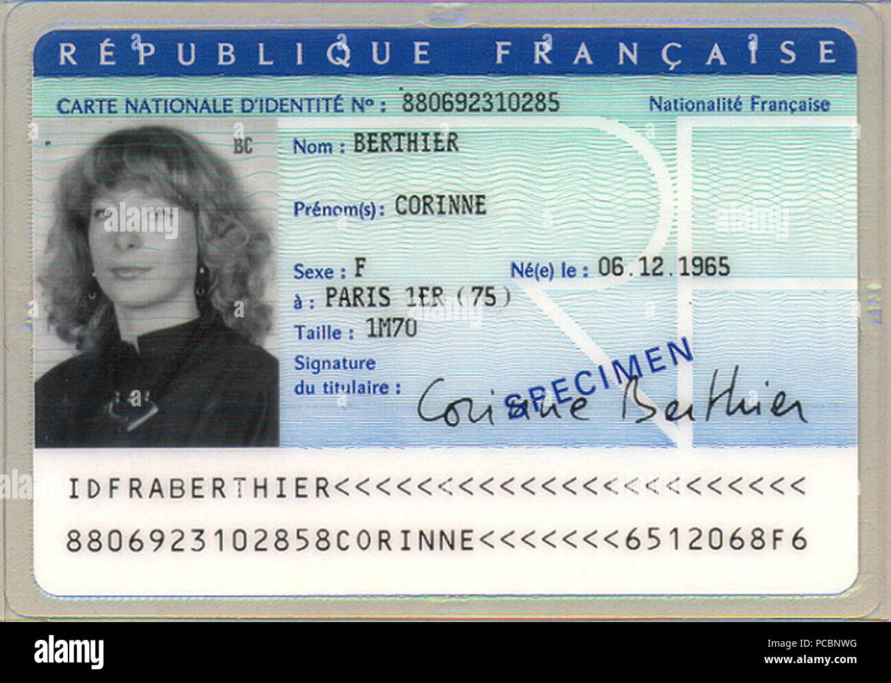 21 Carte d'identité française 1988 - 1994 Banque D'Images