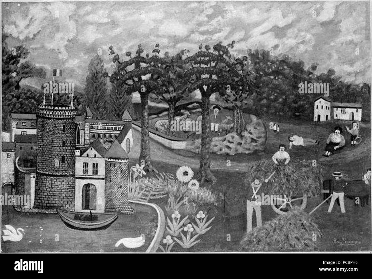 24 Henri Rousseau (attribué à) - La moisson au chateau Banque D'Images