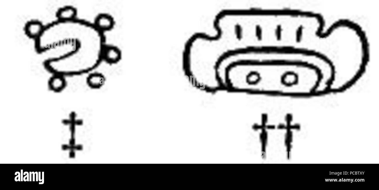 37 hiéroglyphes mayas Sidenote 24d-e Banque D'Images