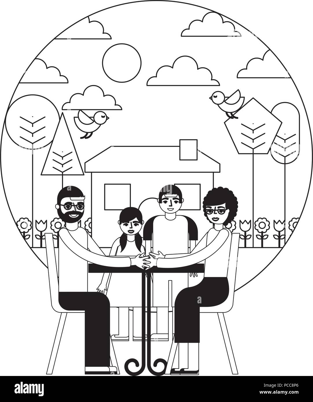 Groupe de membres de la famille vecteur caractères illustration design ...