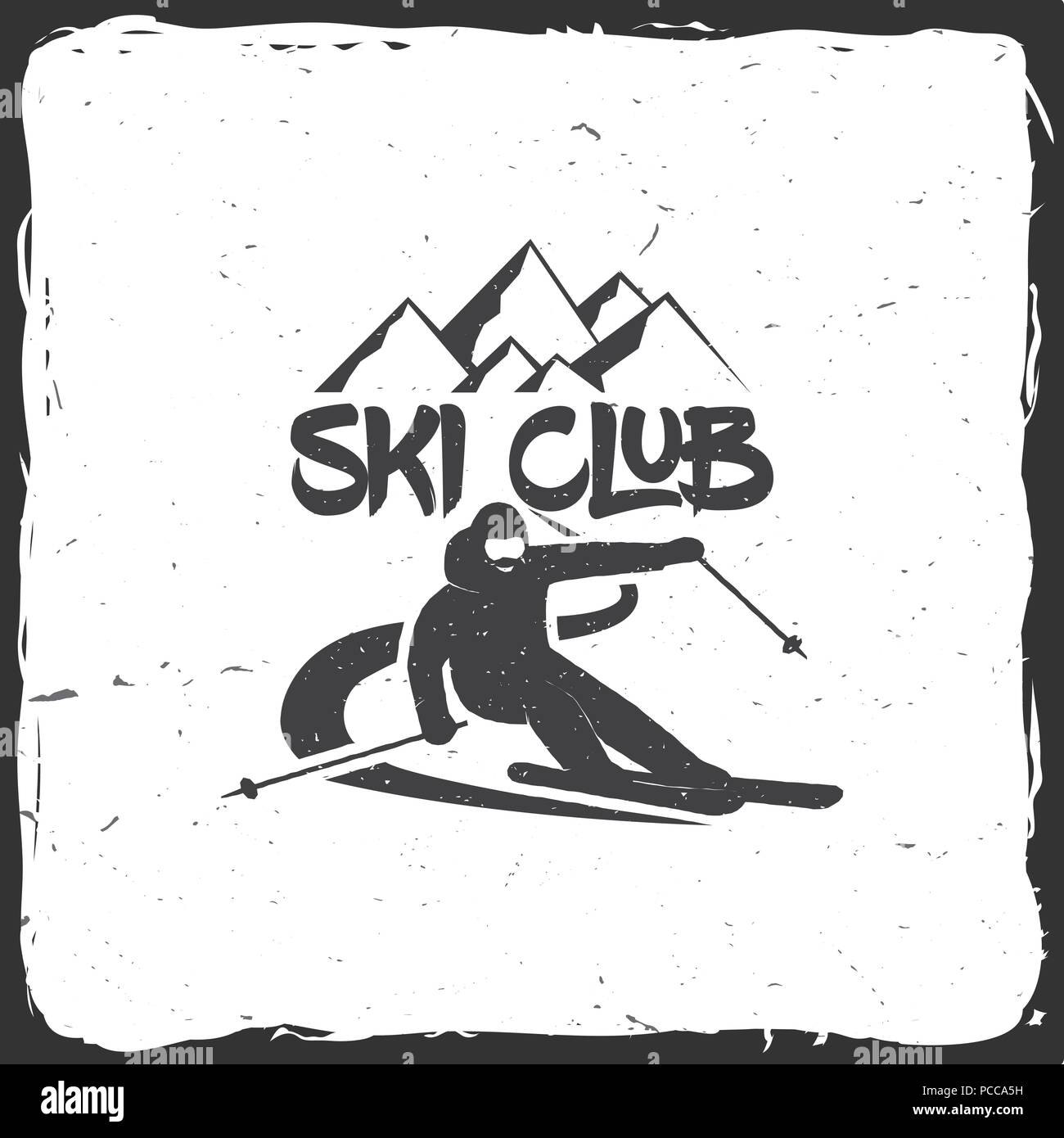 Ski Club concept avec ski alpin skieur en haute montagne. Ski Club vecteur retro badge. Concept pour chemise, imprimer, sceau ou cachet. Ski Club typo Illustration de Vecteur