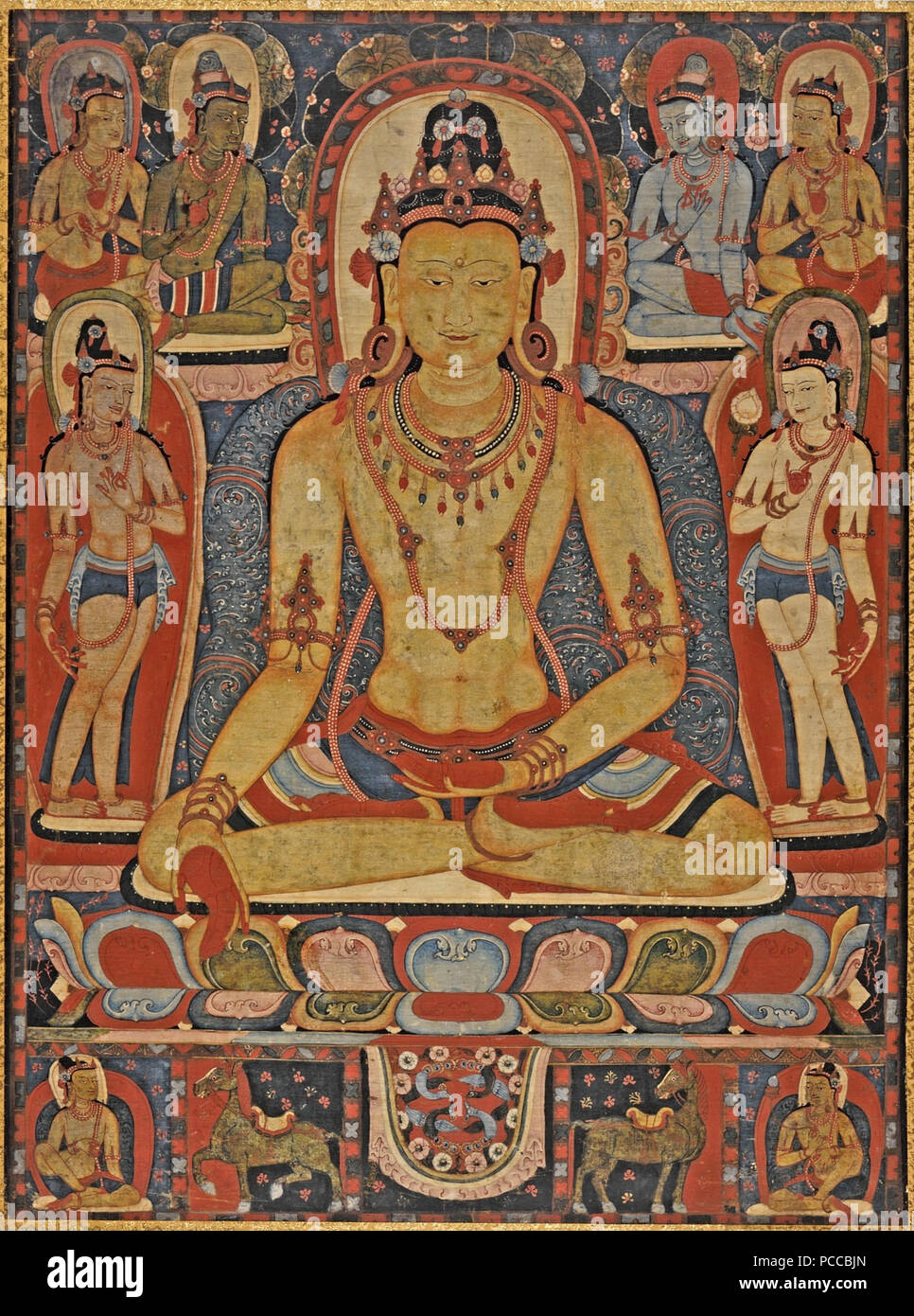 4x5 596 transparence le Jina Bouddha Ratnasambhava le Tibet central, un monastère Kadampa, LACMA, 1150-1225 Banque D'Images
