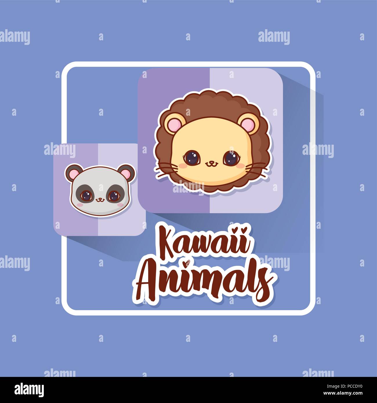 Animaux Kawaii sur fond bleu, design coloré. vector illustration Illustration de Vecteur