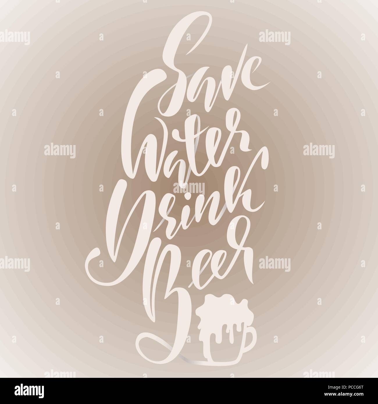 Économiser de l'eau boivent de la bière. Pinceau moderne le lettrage. Typographie vecteur conception. Illustration de Vecteur