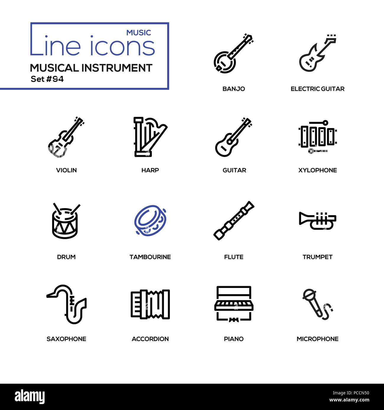 Instruments de musique - ligne moderne design icons set Illustration de Vecteur