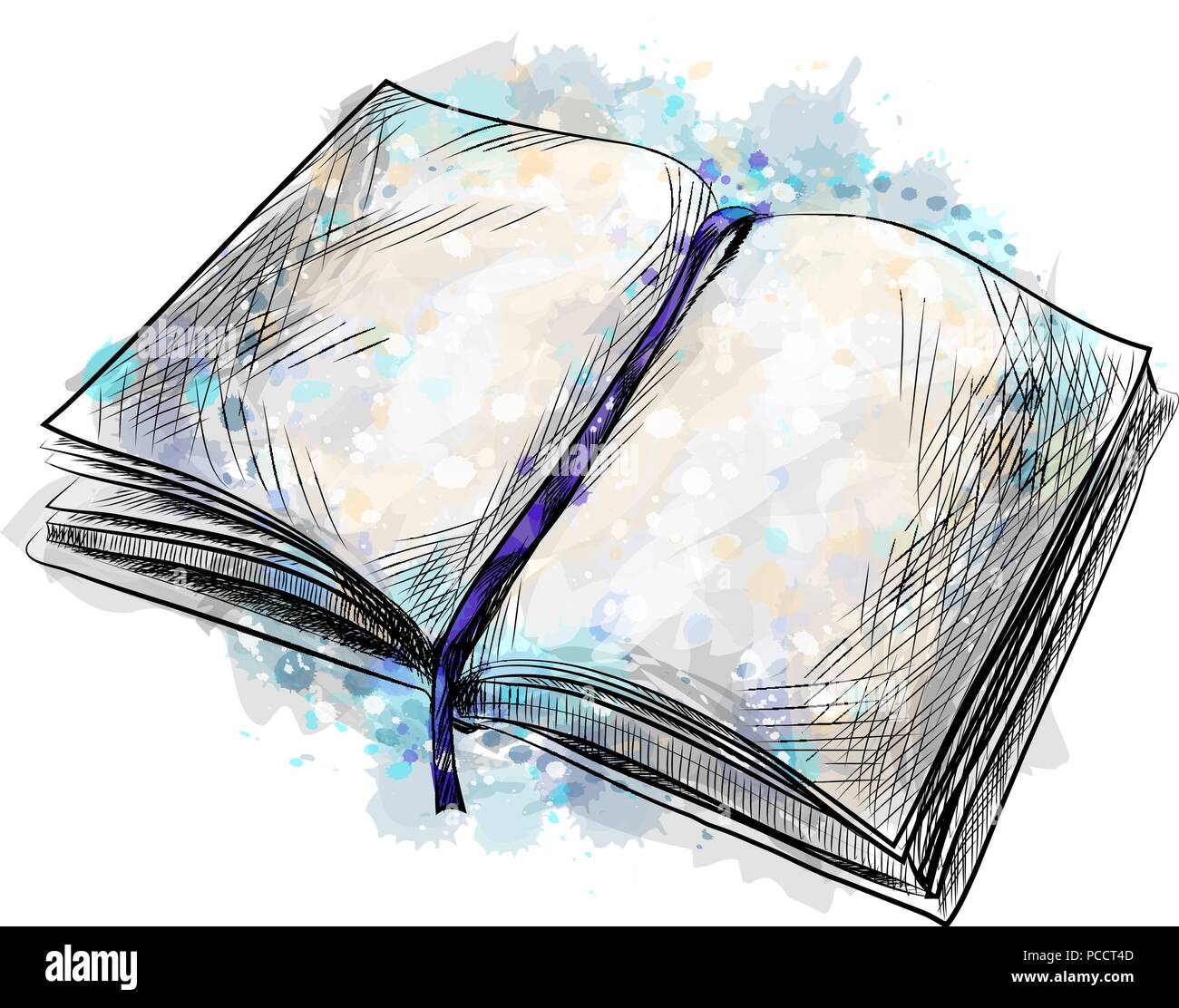 Ouvrir un carnet de croquis dessinés à la main, Illustration de Vecteur