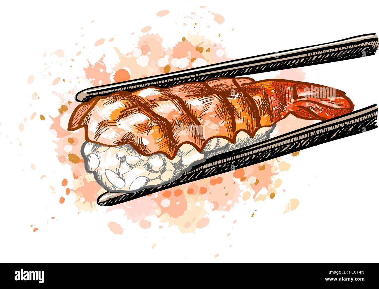 Gunkan sushi aux crevettes Illustration de Vecteur