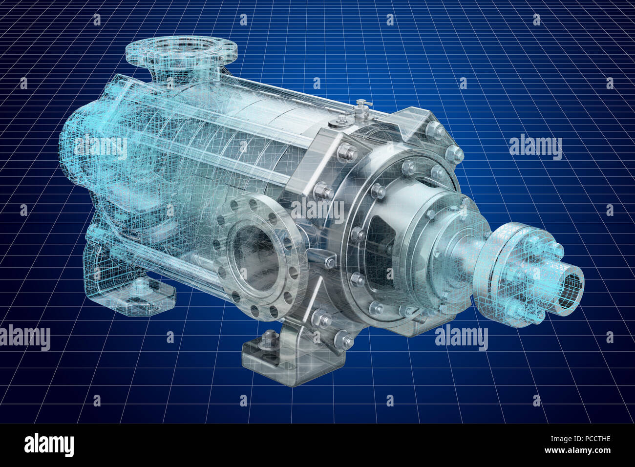 3d visualisation cad modèle de pompe centrifuge, 3D Rendering Banque D'Images