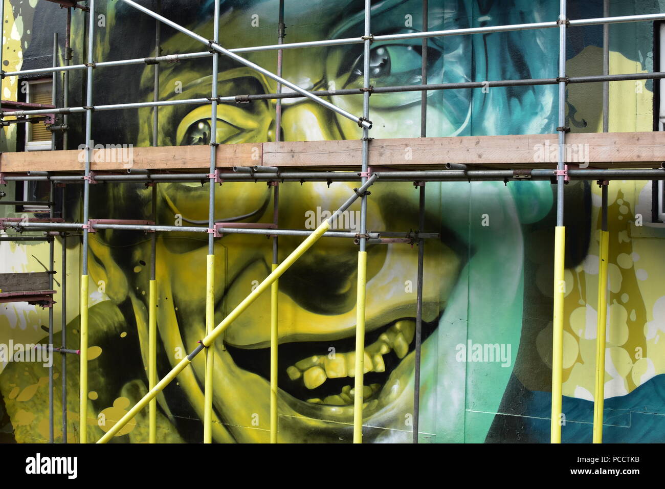 Amazing wall art par ARCY Arcyart de Stephen Hawking le physicien théorique à Upfest 2018 Bedminster, Bristol, North Street/Melville Terrasse, BS3 Banque D'Images