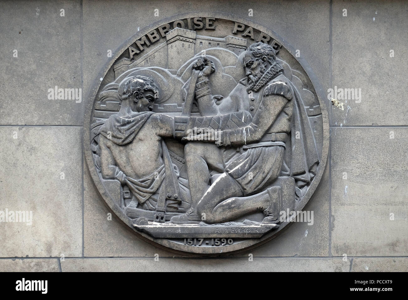 Ambroise Paré, chirurgien barbier français. Faculte de medecine Paris Banque D'Images