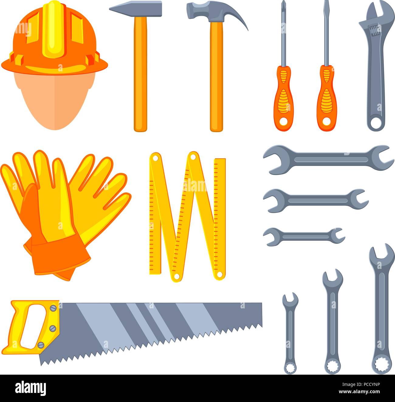 Caricature en couleurs 15 handyman tools set Image Vectorielle Stock - Alamy