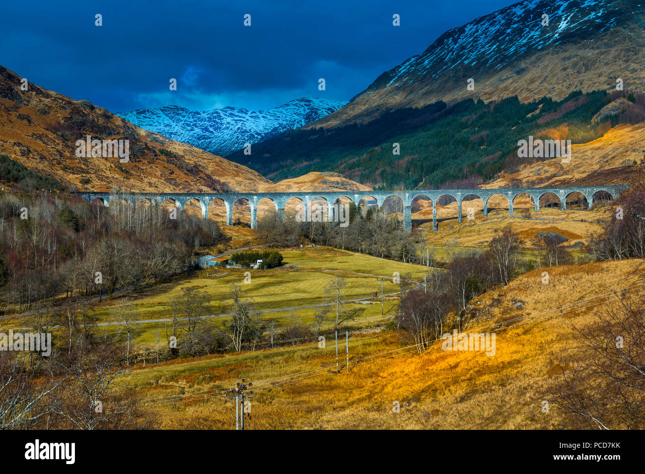 Vue sur le viaduc de Glenfinnan un viaduc ferroviaire sur la ligne West Highland à Glenfinnan, Inverness-shire, Scotland, Royaume-Uni, Europe Banque D'Images