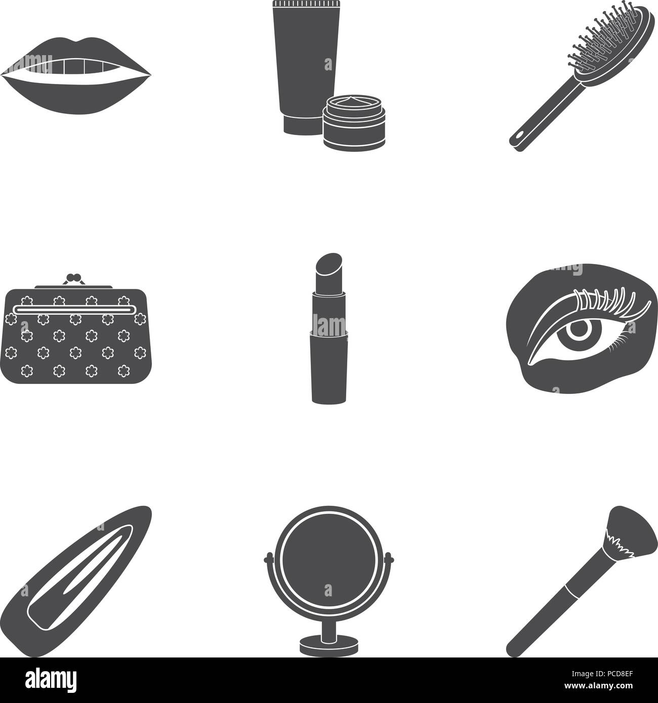 De définir des icônes dans le style noir. Grande collection de make up stock symbol vector Illustration de Vecteur