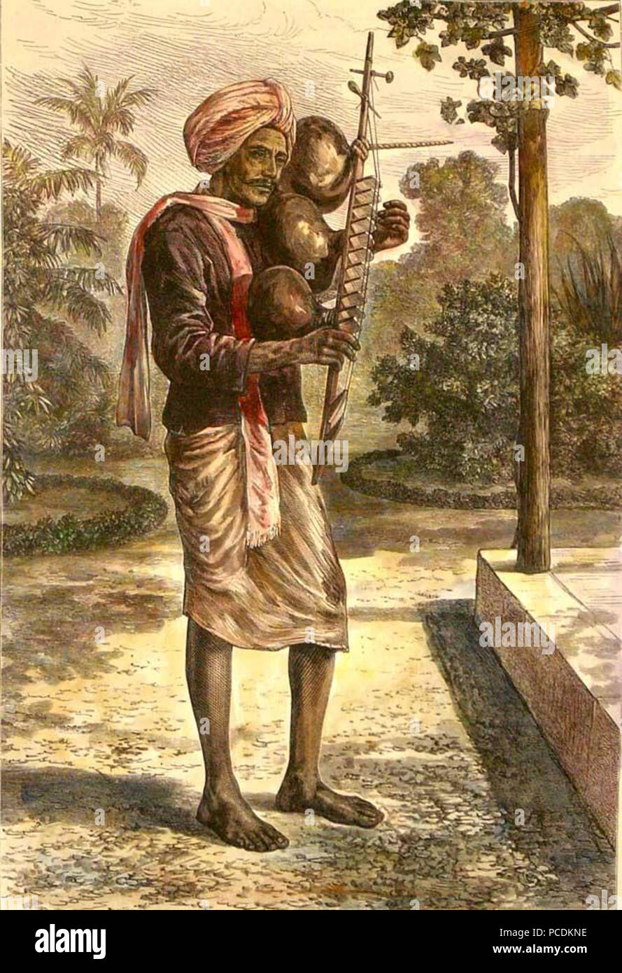 19 Un 19e siècle promenade singer musician playing instrument Madras, Tingadee Banque D'Images