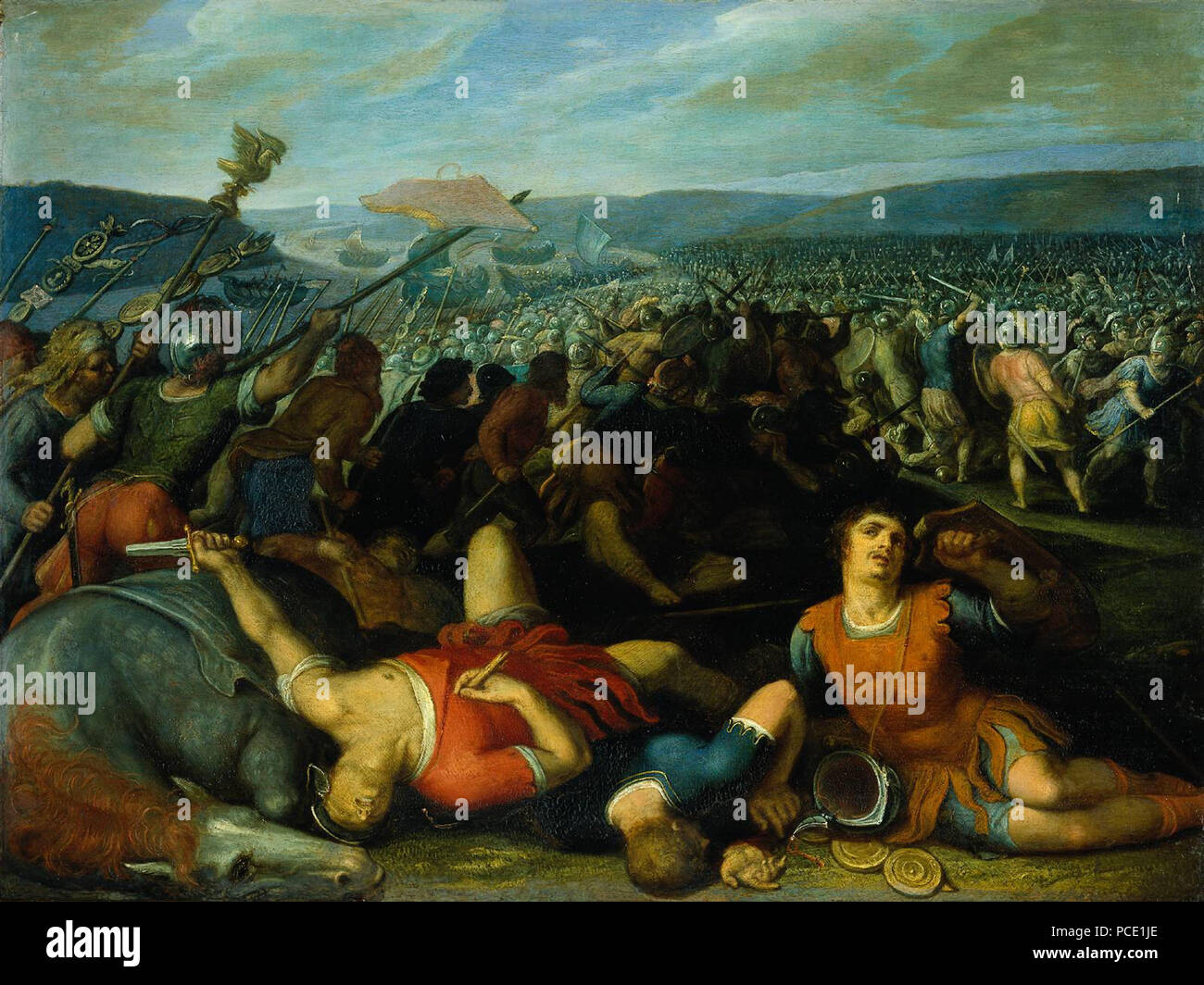 1 "Bataves défaisant Romains sur le Rhin" par Otto van Veen Banque D'Images