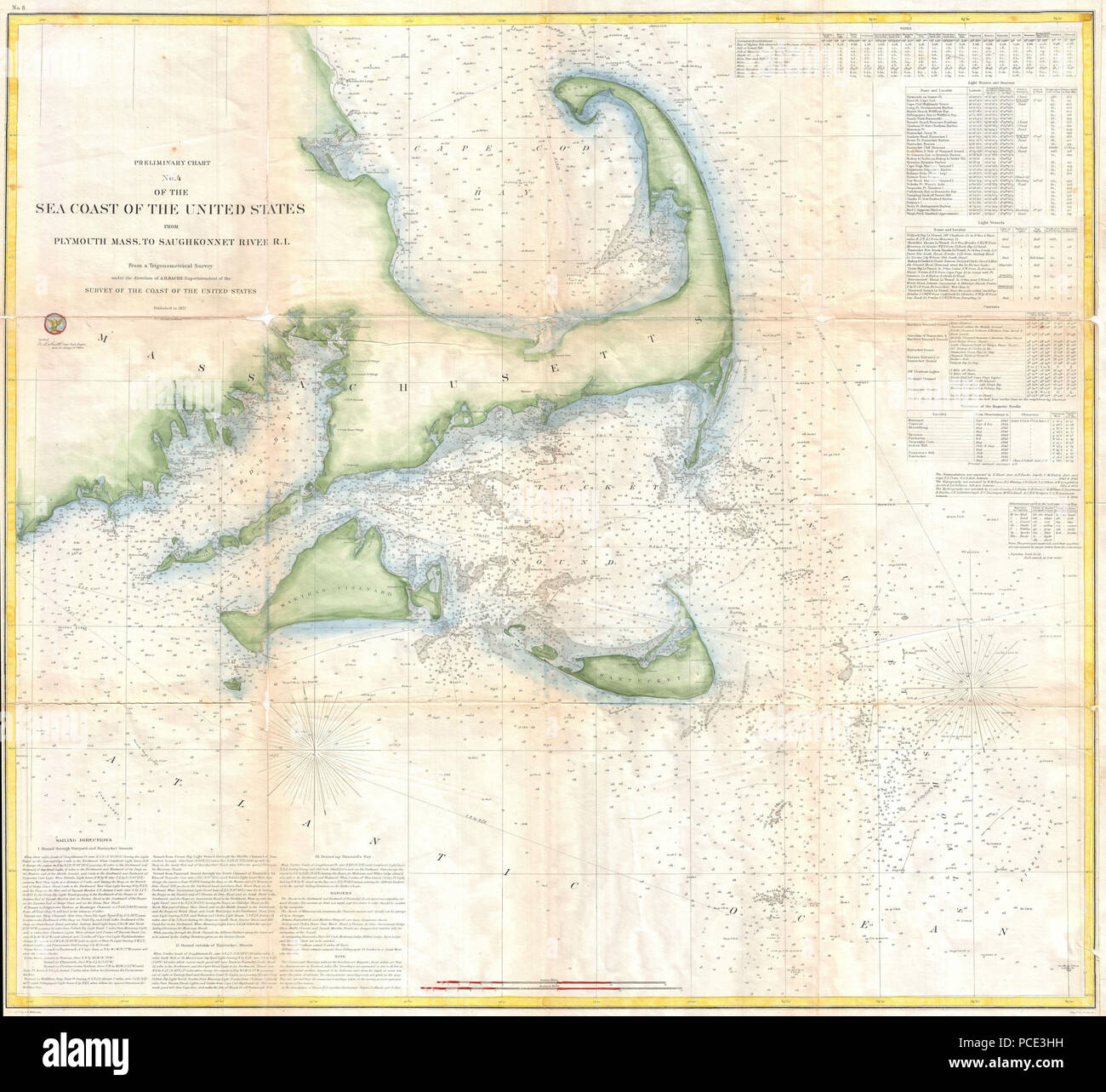 91857 U.S. Coast Carte d'enquête de Cape Cod, Nantucket et Martha's Vineyard - Geographicus - CapeCod-Cu-1857 Banque D'Images