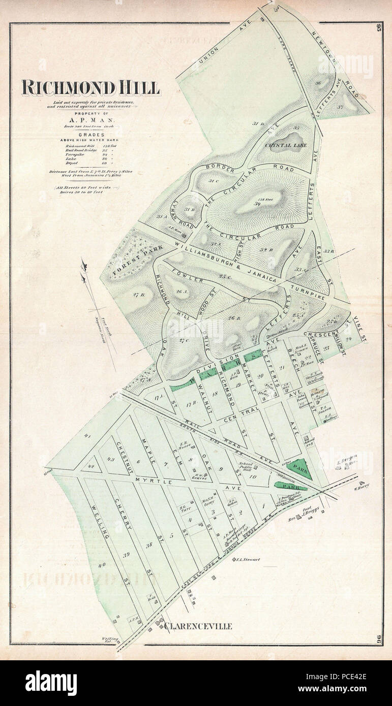 10 Bières 1873 Plan de Richmond Hill, Queens, New York City - Geographicus - RichmondHill-beers-1873 Banque D'Images