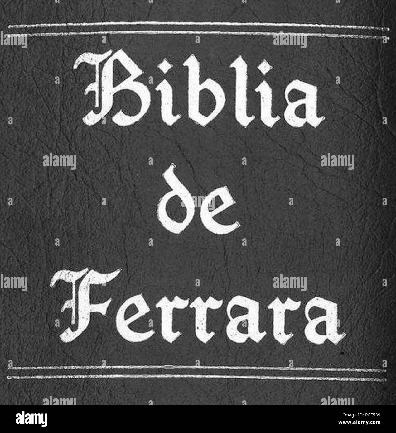 Portada de la Biblia de Ferrara 493 Portada de la Biblia de Ferrara Banque D'Images
