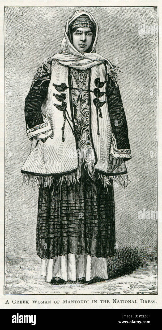 20 une femme grecque de Mantoudi dans le costume national - John Pentland Mahaffy - 1890 Banque D'Images
