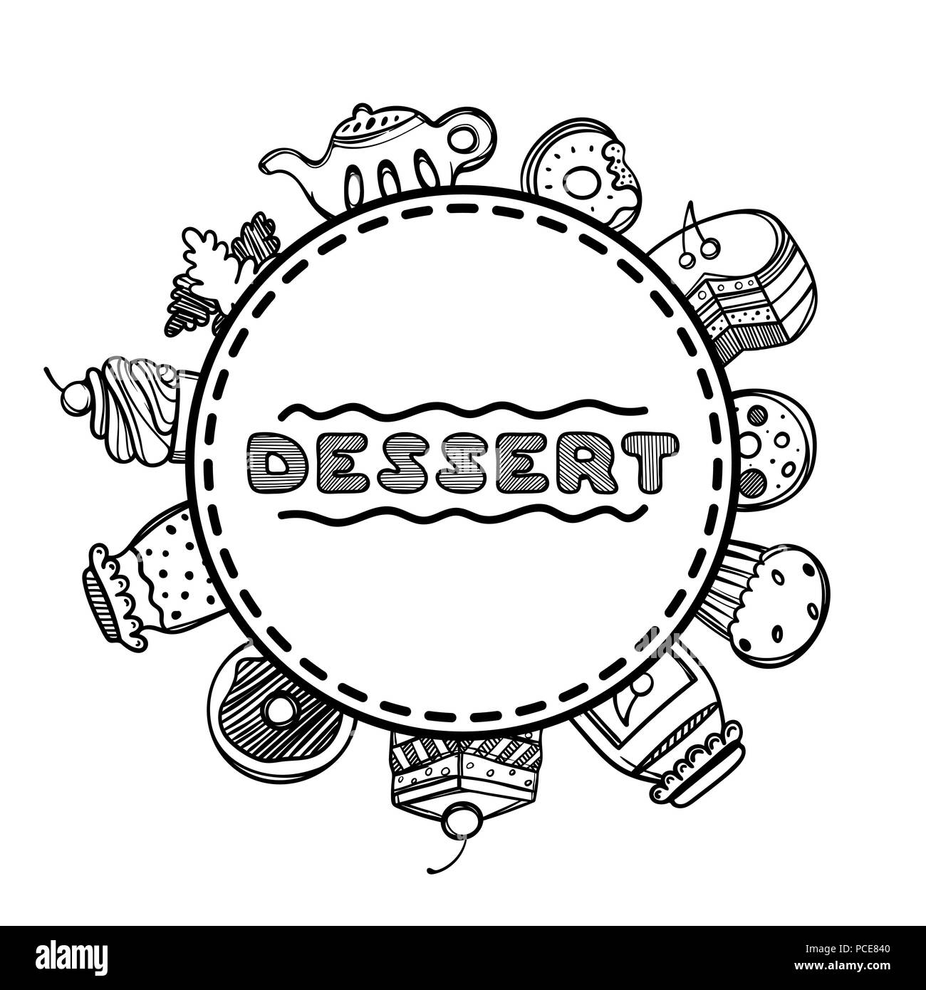 Menu à la main pour cafe avec de la nourriture. Croquis concept illustration. Ce graphique linéaire. Illustration de Vecteur