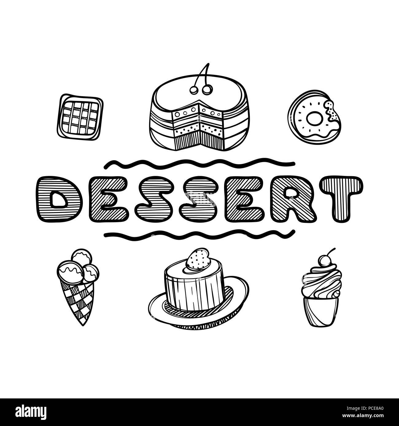 Menu à la main pour cafe avec de la nourriture. Croquis concept illustration. Ce graphique linéaire. Flyer de l'alimentation. Illustration de Vecteur