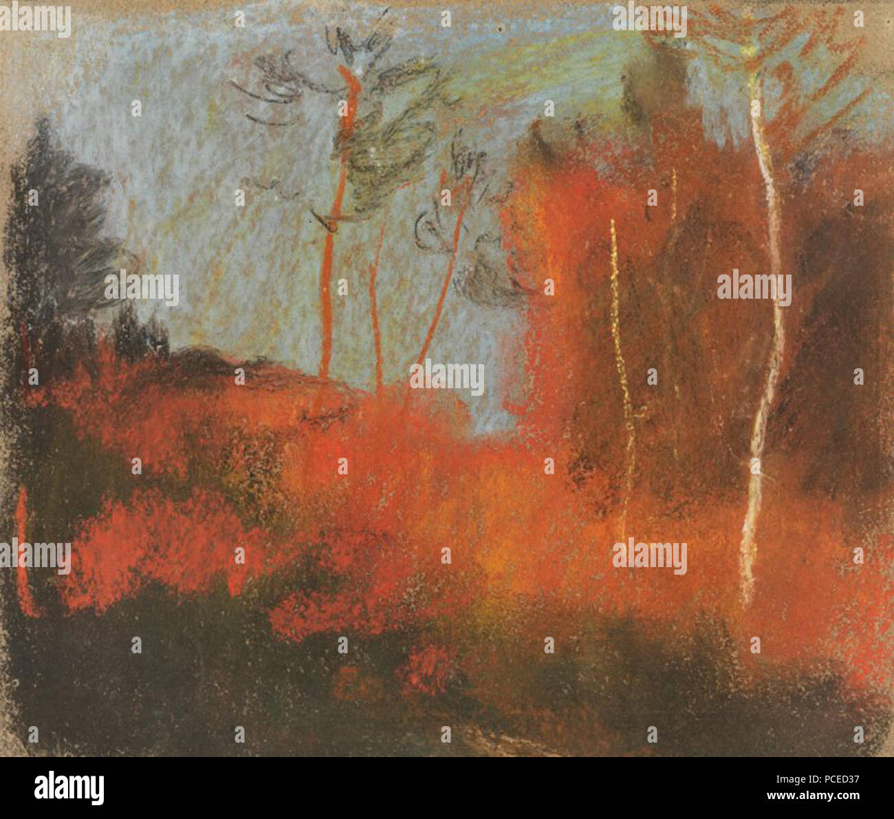 32 Albert Welti, Herbstwald, autour de 1900. Pastel, 16,8 x 19,6 cm. Schaffhausen, musée Allerheiligen Banque D'Images