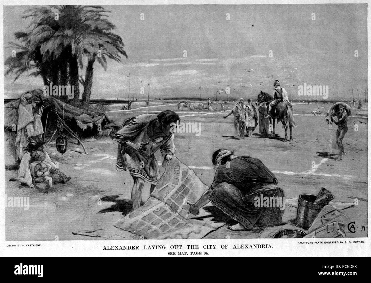 35 Alexander pose la ville d'Alexandrie par André Castaigne (1898-1899) Banque D'Images