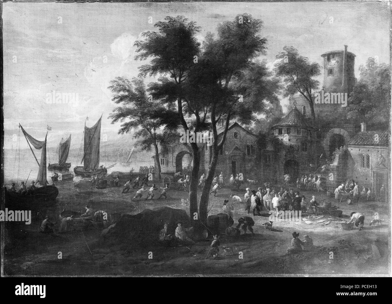 34 Marché de poissons à proximité d'une ville de la côte (Mathys Schoevaerdts) - Nationalmuseum - 17630 Banque D'Images