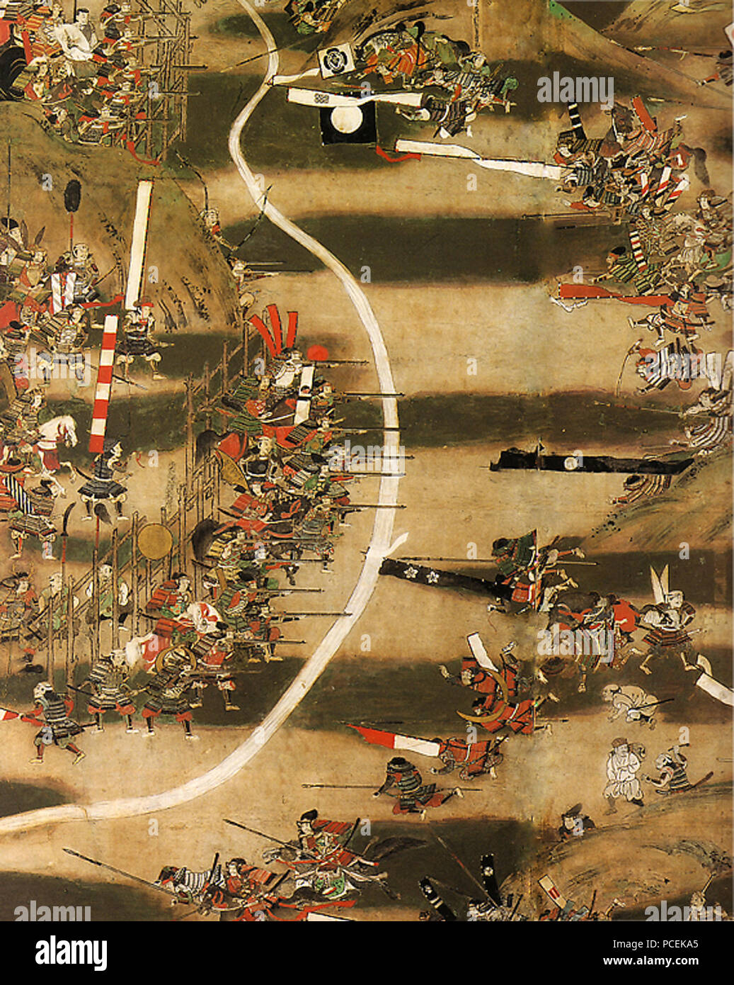 75 Bataille de Nagashino 17-18 septembre siècle écran peint Banque D'Images