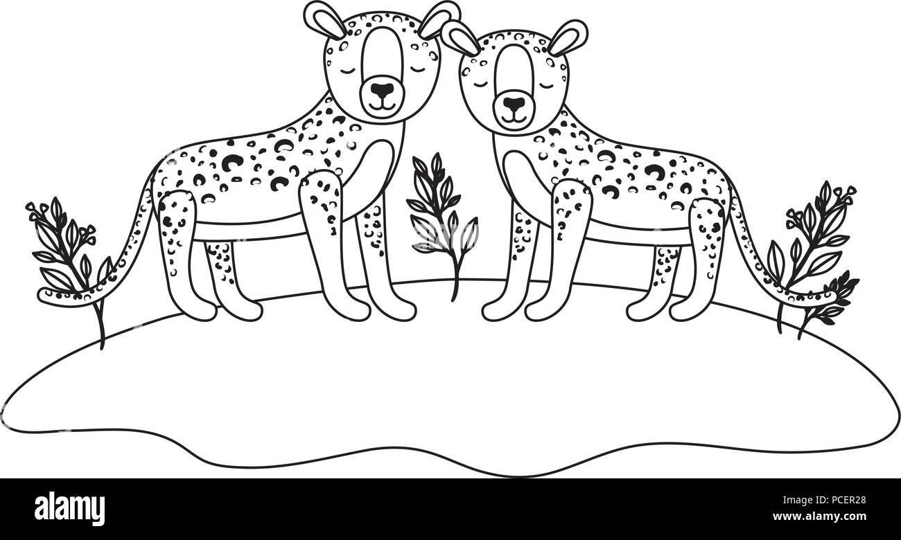 Les guépards sauvages dans le domaine Illustration de Vecteur