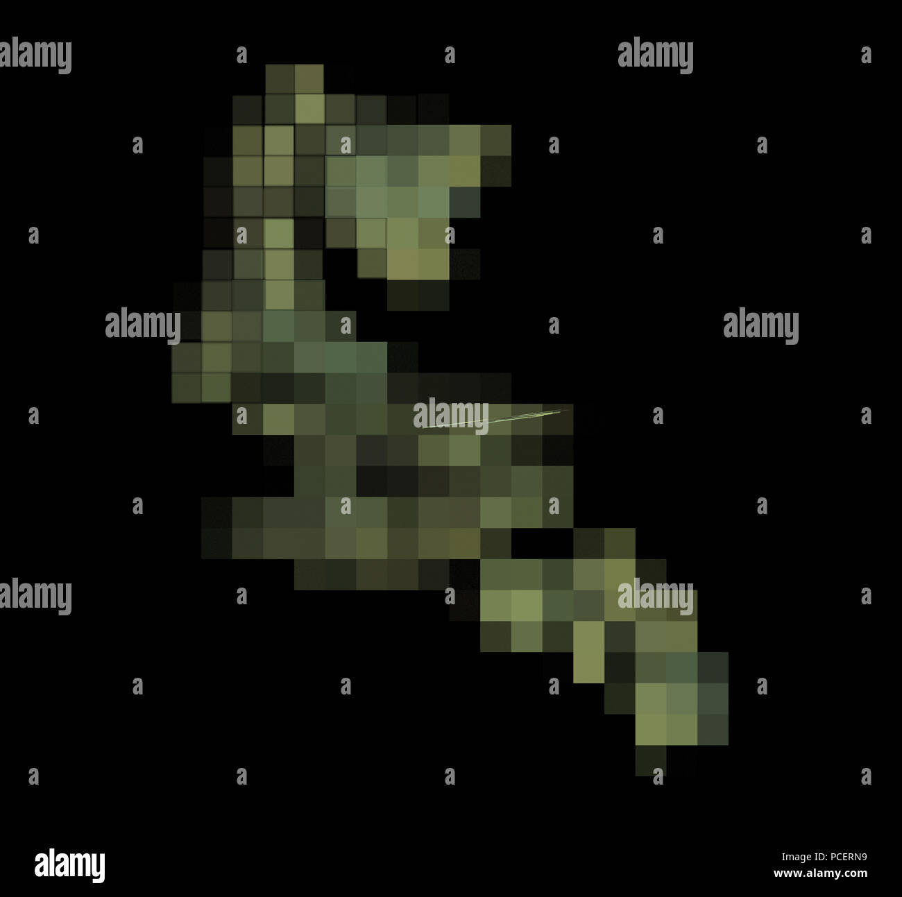 Pixel Camouflage floue fractale sur fond noir Banque D'Images