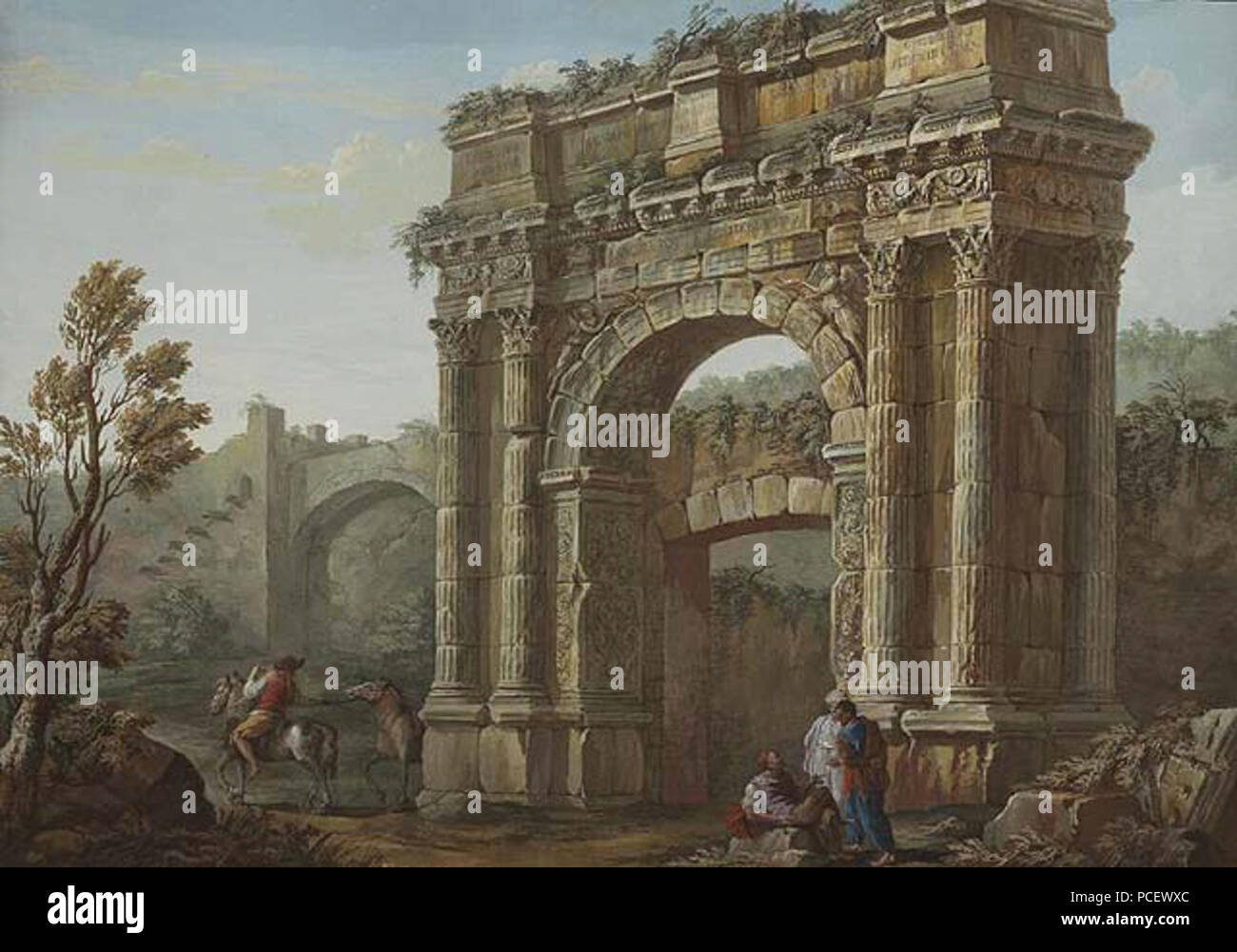 Charles-Louis Clérisseau paysans 124 - avant l'Arc de Sergius près de Pola Banque D'Images