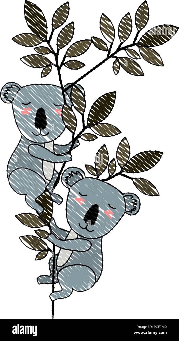 Deux koalas sauvages dans la jungle Illustration de Vecteur