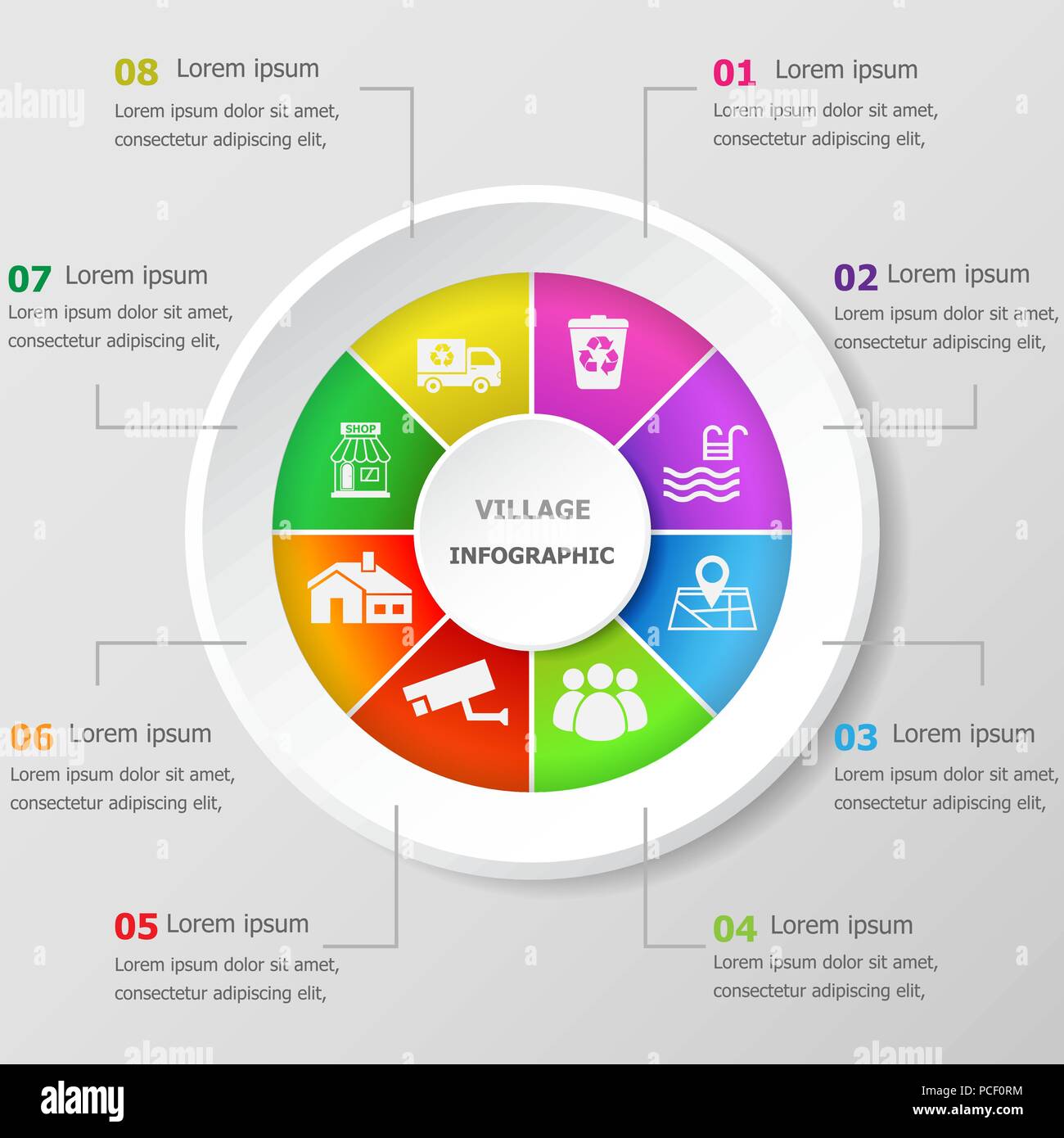 Modèle de conception infographique avec icônes, vecteur stock village Illustration de Vecteur