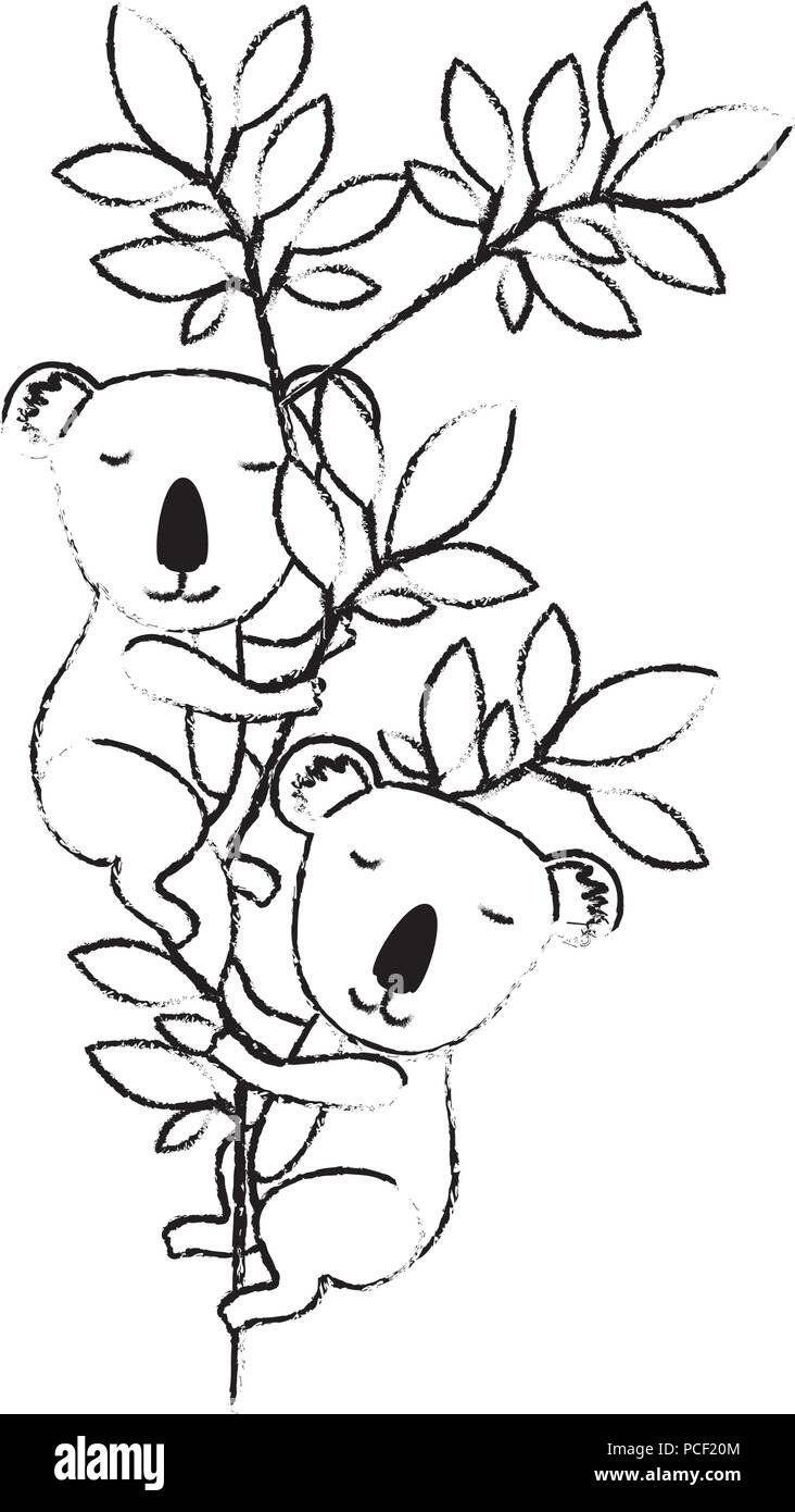 Deux koalas sauvages dans la jungle Illustration de Vecteur