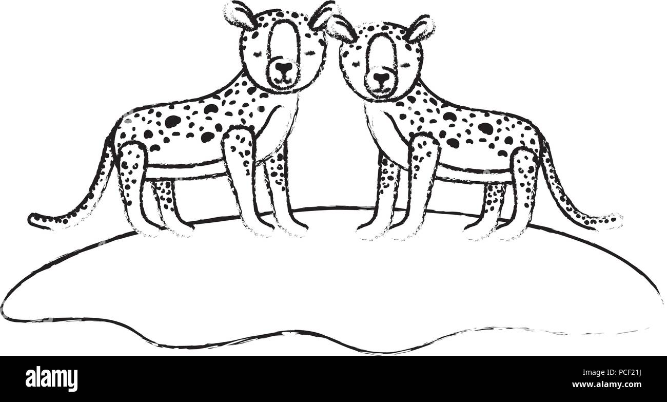 Les guépards sauvages dans le domaine Illustration de Vecteur