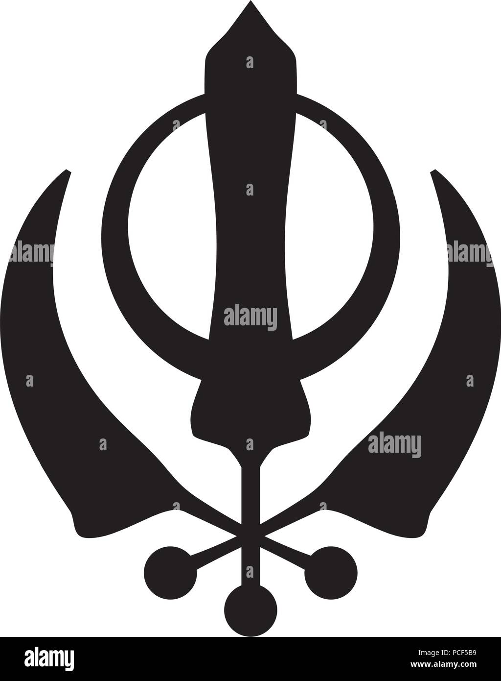Kirpans - trois épées de cérémonie incurvé, symbole de la religion Sikhi. Sacré Oriental (symbole religieux). Illustration de Vecteur
