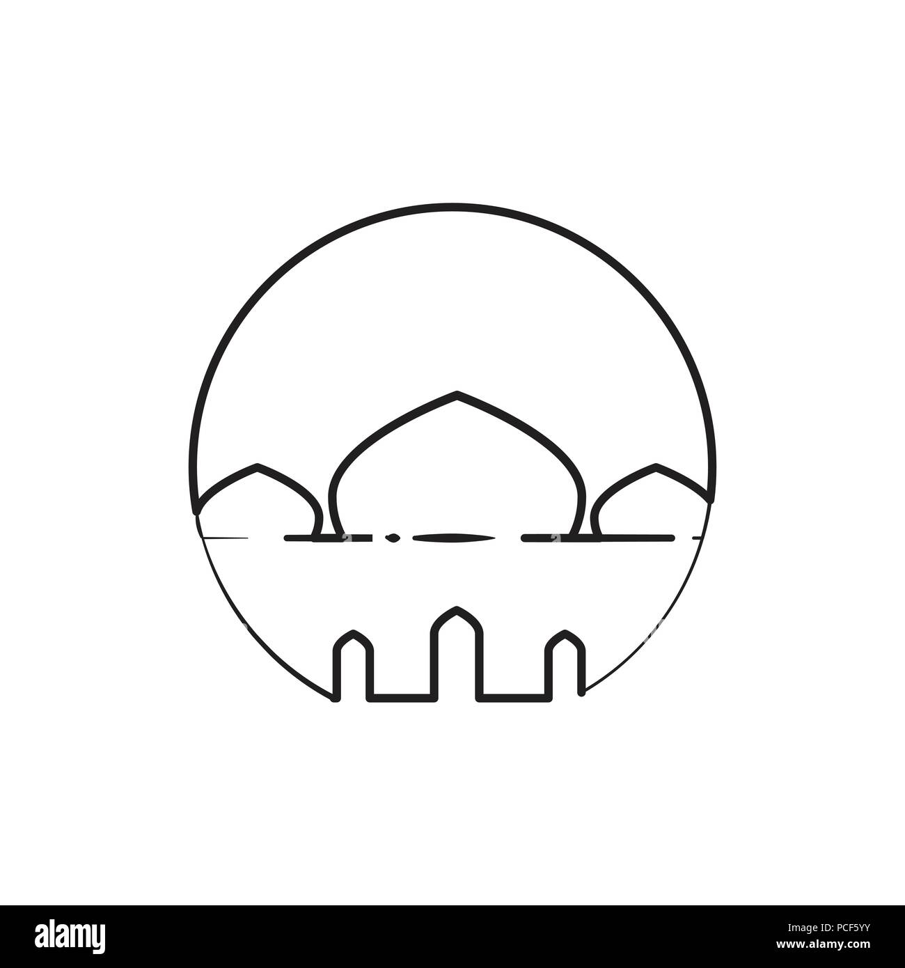 Contour circulaire personnalisé mosquée symbole vecteur modèle de conception graphique Illustration de Vecteur