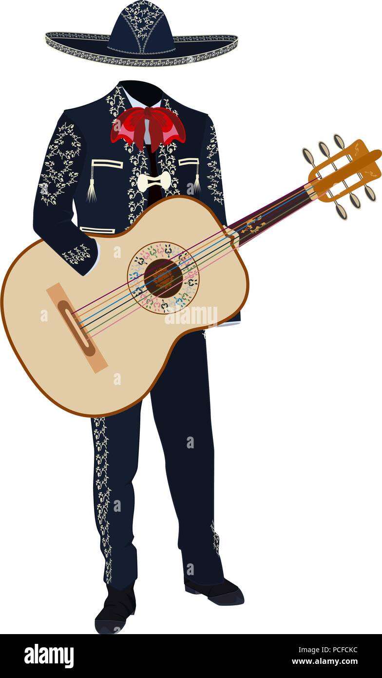 Musicien Mariachi avec guitare vector illustration Illustration de Vecteur
