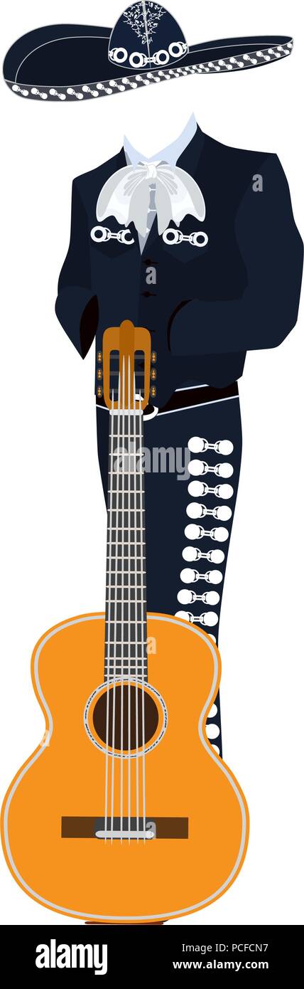 Musicien Mariachi avec guitare vector illustration Illustration de Vecteur