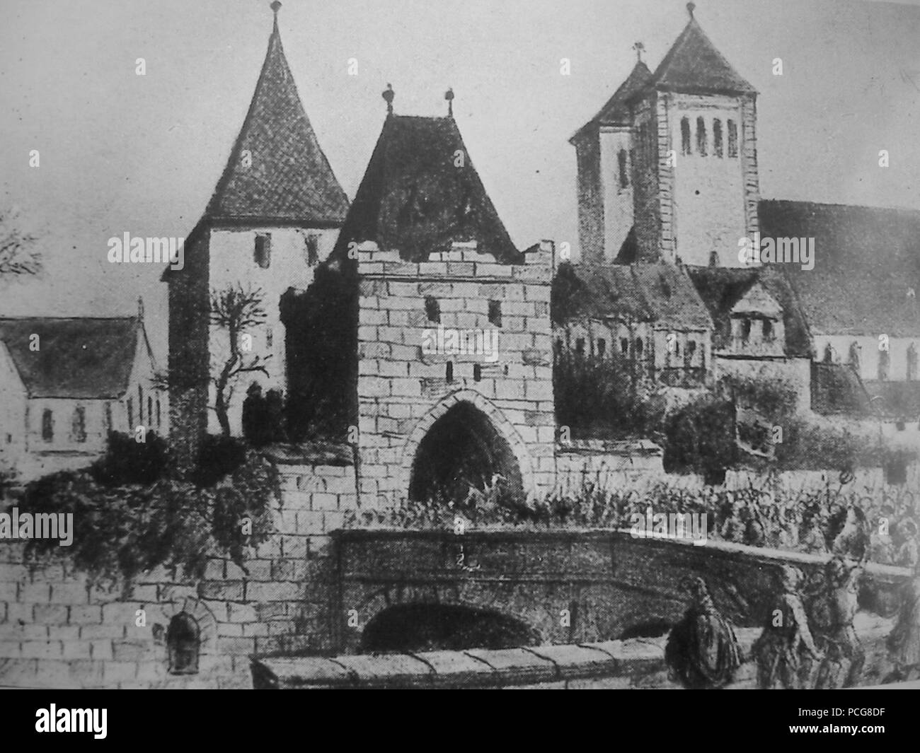 280 Historische Außenansicht Schwanenburg, der im Urzustand Erfurt Reglerkirche Banque D'Images