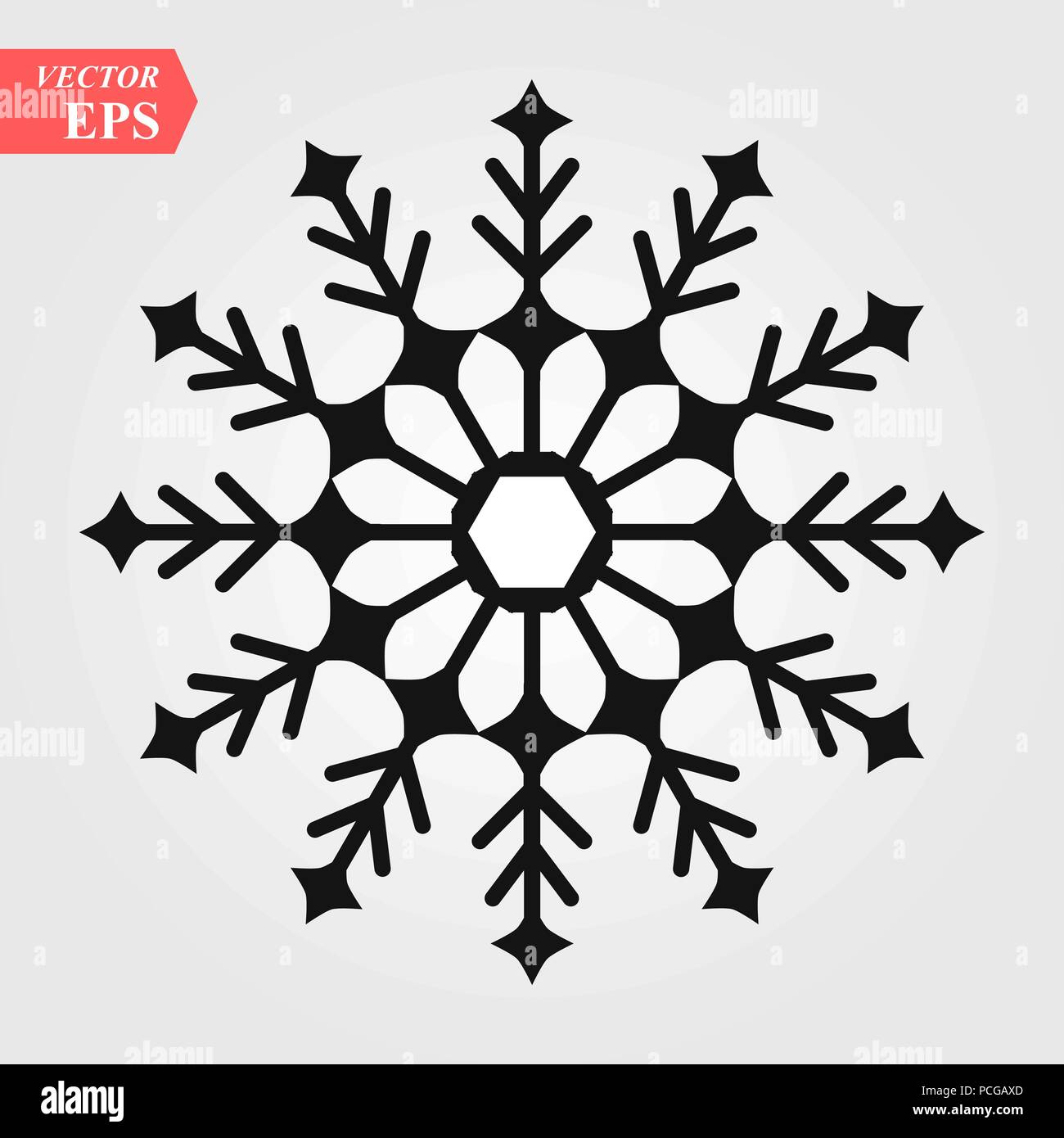 Icône flocon. Silhouette noire flocon de neige signe, isolé sur fond ...