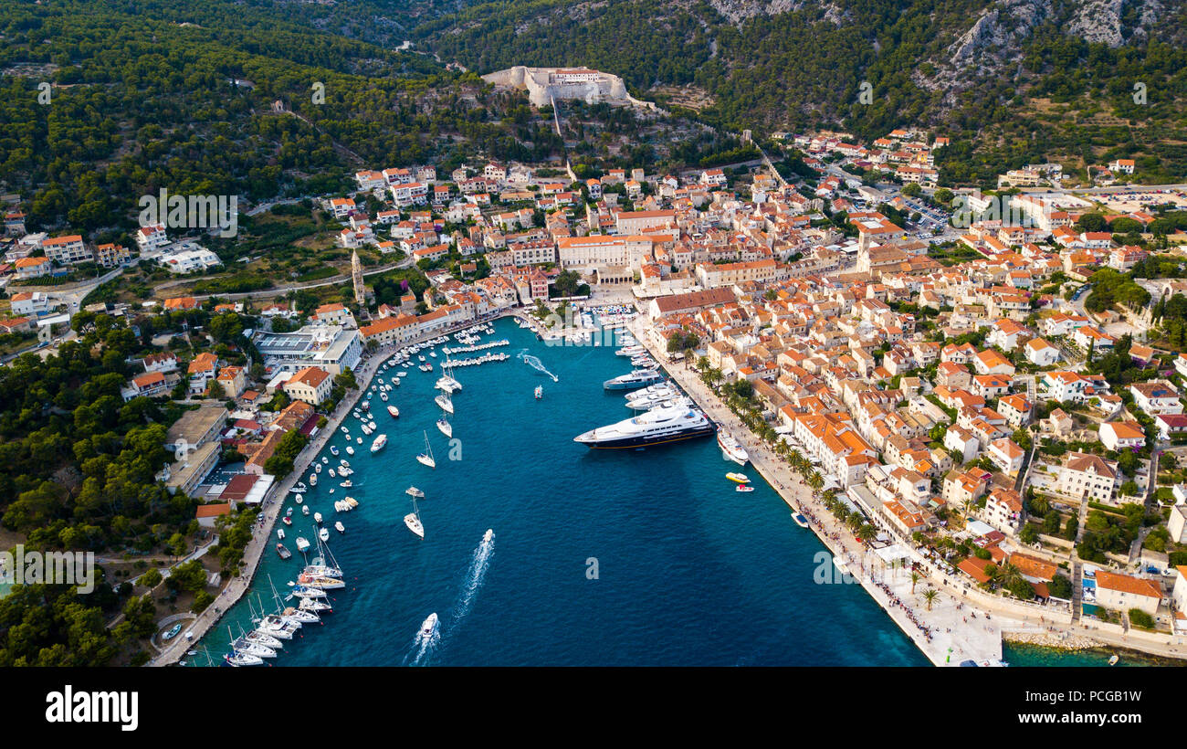 Vue aérienne de Hvar, Croatie Banque D'Images
