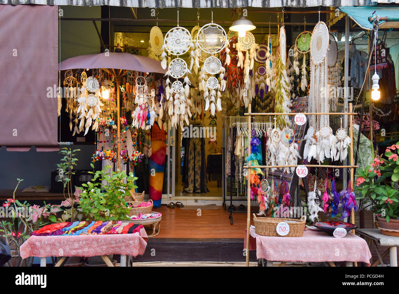 Boutique touristique, Pai Thaïlande Banque D'Images