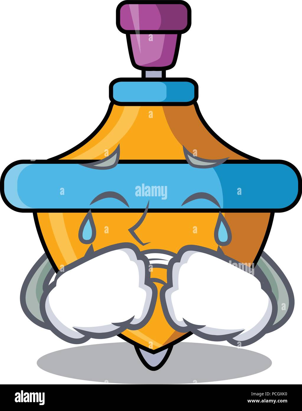 Pleurer toupie mascot cartoon Illustration de Vecteur